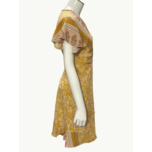 CCC Bohemian Floral Wrap Dress Short Sleeve V-Neck Elegant Summer Style - Picture 4 of 6